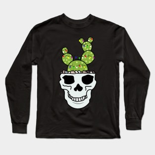 Christmas Tree Succulent Cactus Skull Head Long Sleeve T-Shirt